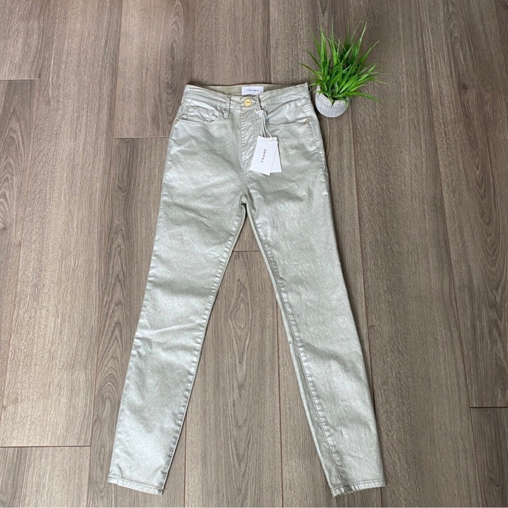 Frame Ali Metallic High Rise Ankle Skinny Jeans Size 25